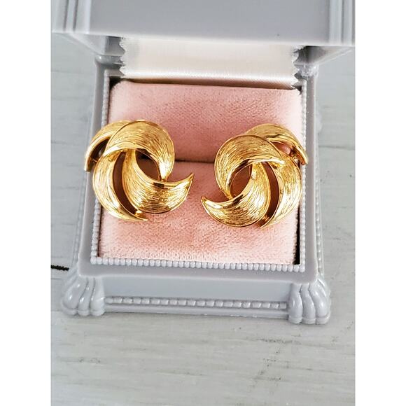 Vintage Givenchy Designer Swirl Stud Earrings - Picture 1 of 4